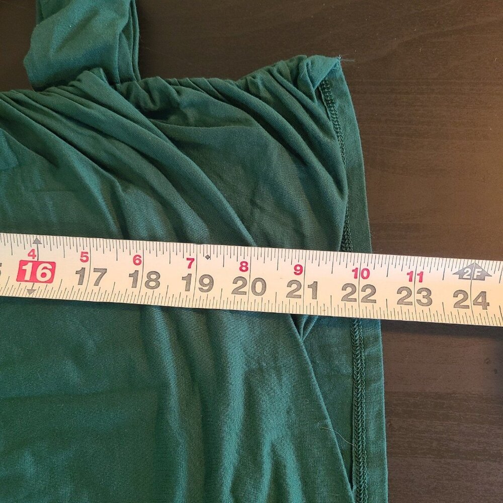 Express Solid Ruched Twist Front Long Sleeve TeeTeal Green Size Small NWT - Picture 7 of 8